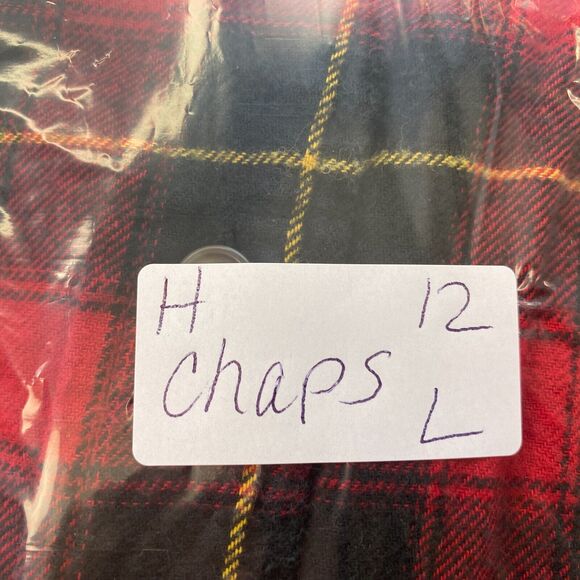 Chaps Performance Flannel Button Up Shirt Mens Large Red Black Plaid Pocket - Picture 10 of 10